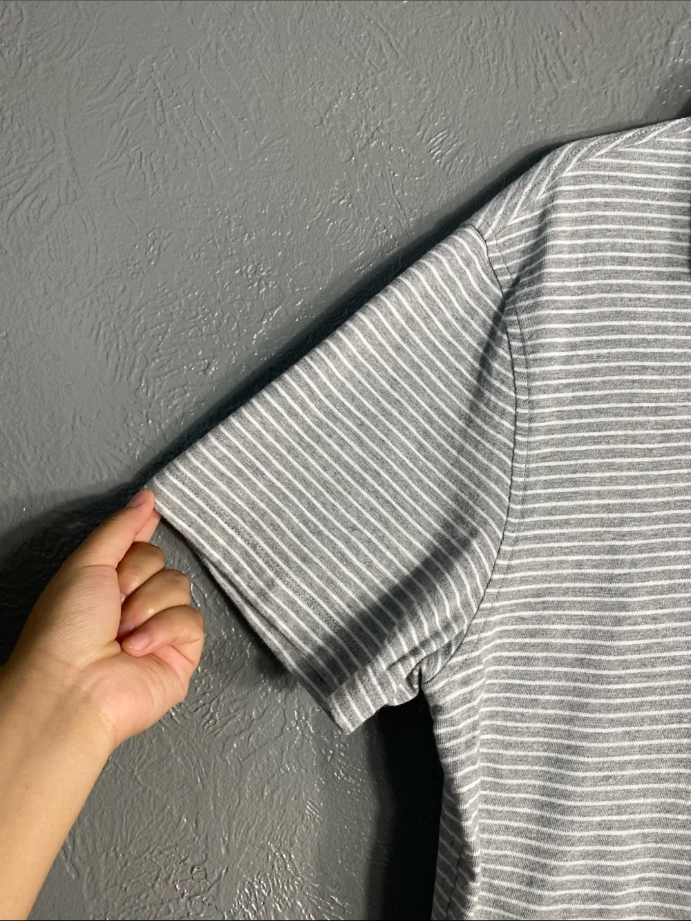 J.Crew Slub Cotton Striped Polo Shirt Men's L Gray Short Sleeve Pocket